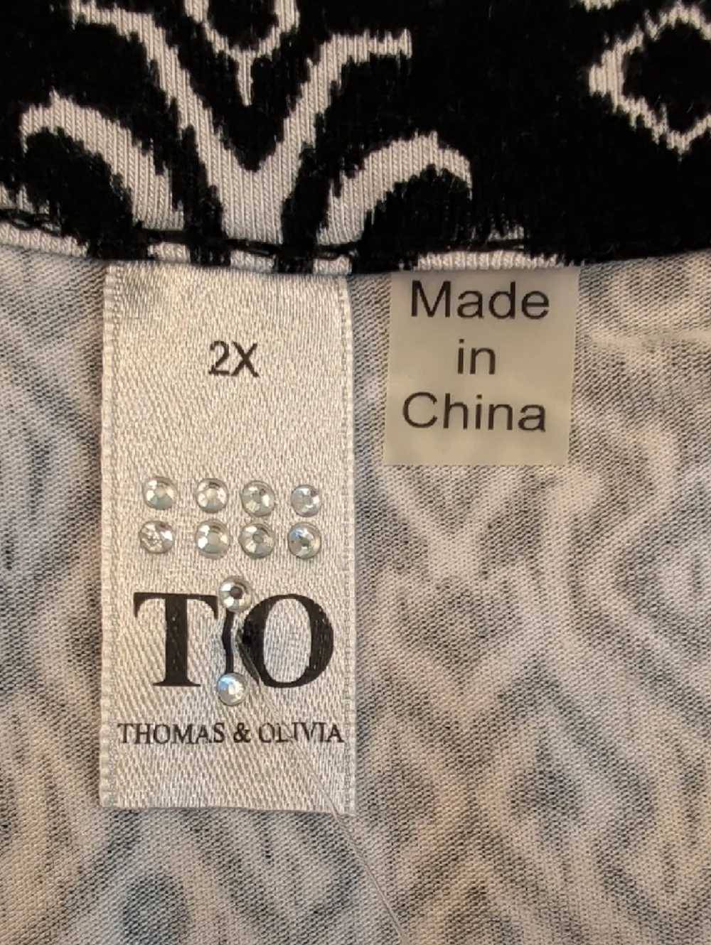 Thomas & Olivia Black & White Patterned Boho Tunic Top Women's 2X – NWT - Picture 5 of 6